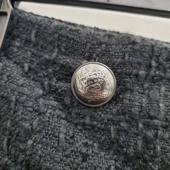 Ann Taylor LOFT Black Tweed Silver Button Nautical Faux Wrap‎ Kilt Skirt NWT 12 - Picture 3 of 10